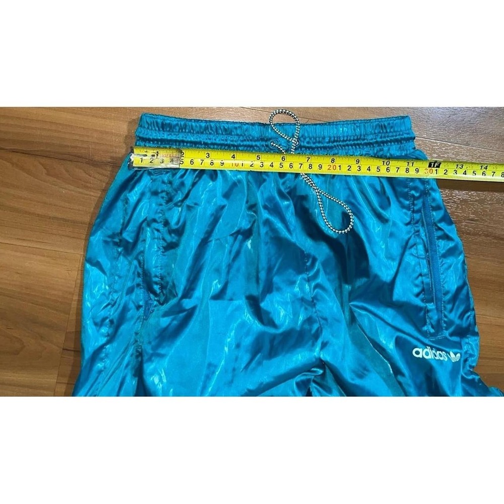 Adidas Original Teal Cargo Drawstring Shiny Glossy Break Dance Jogger Pants - Picture 5 of 6